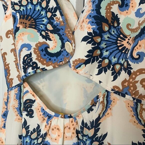 TIBI Cream Paisley Print Silk Mini with Open Back - Picture 3 of 7